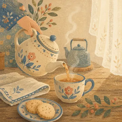 Cozy Ceramic Teapot and Tea Cup