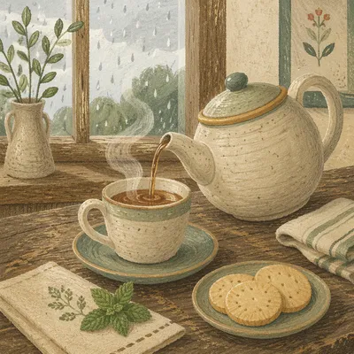 Cozy Ceramic Teapot and Tea Cup