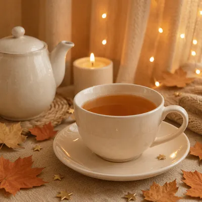 Cozy Ceramic Tea Cup and Teapot