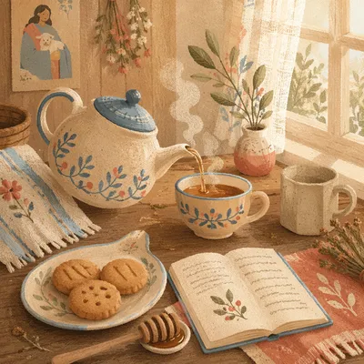 Cozy Ceramic Teapot and Tea Cup
