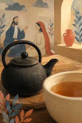 Cozy Ceramic Tea Cup and Teapot
