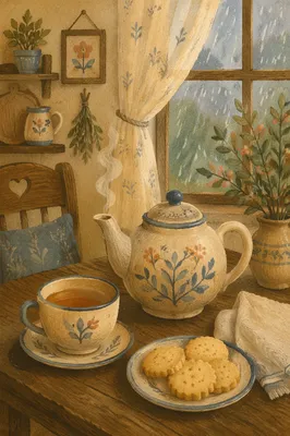 Cozy Ceramic Teapot and Tea Cup