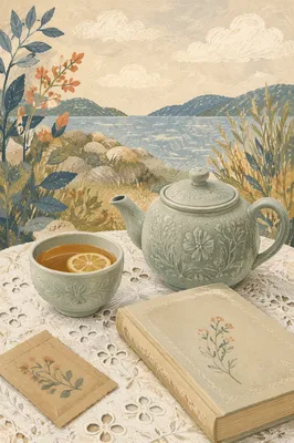 Cozy Sage Ceramic Teapot and Tea Cup