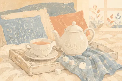 Cozy Ceramic Teapot Morning Tea Tray