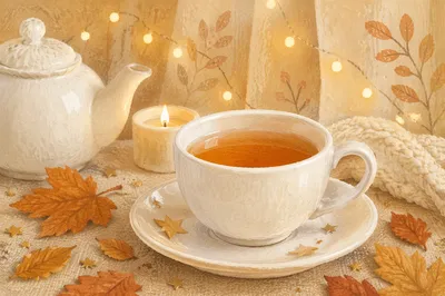 Cozy Ceramic Teacup and Teapot Still Life
