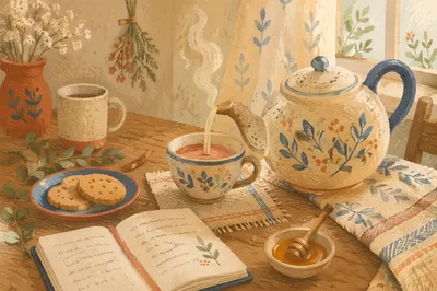 Cozy Ceramic Teapot and Tea Cup