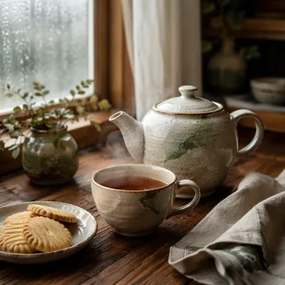 Cozy Ceramic Teapot and Tea Cup