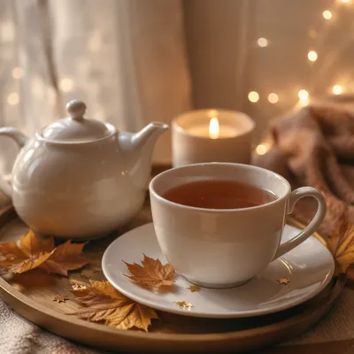 Cozy Ceramic Tea Cup and Teapot