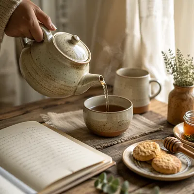 Cozy Ceramic Tea and Morning Devotion