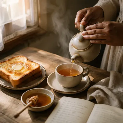 Cozy Ceramic Teapot Morning Tea