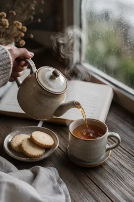 Cozy Afternoon Tea by Rainy Window