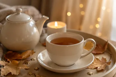 Cozy Ceramic Teacup and Teapot Still Life