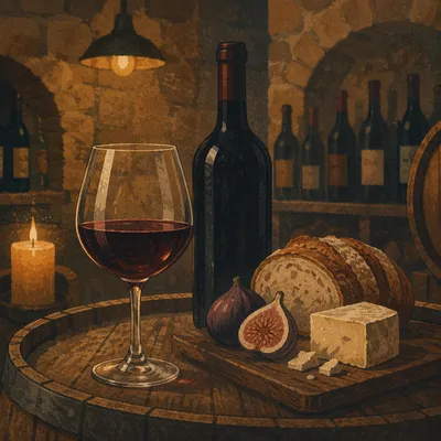 Rustic Red Wine Cellar Still Life
