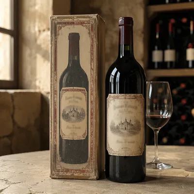 Red Wine Bottle in Quiet Cellar