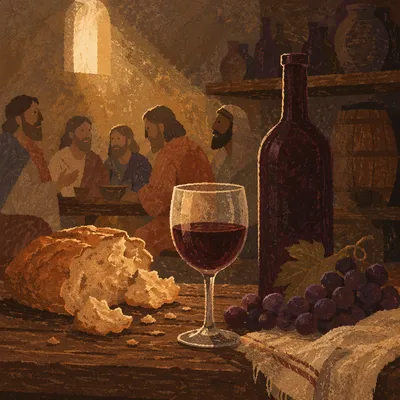 Rustic Wine Glass in Stone Cellar