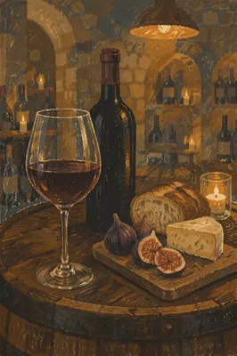 Rustic Red Wine Cellar Still Life
