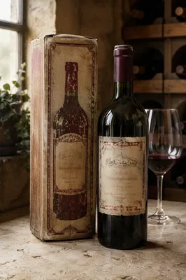 Rustic Red Wine Bottle in Cellar