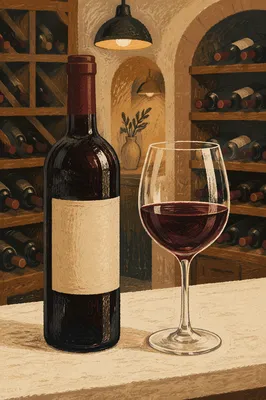 Ruby Wine Glass in Warm Cellar