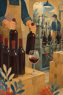 Winery Cellar with Ruby Wine Glass