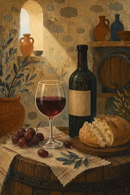 Rustic Wine Cellar Still Life
