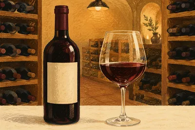 Ruby Wine Glass in Warm Cellar