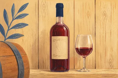 Rustic Wine Bottle on Cellar Shelf