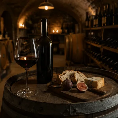 Rustic Red Wine Cellar Still Life