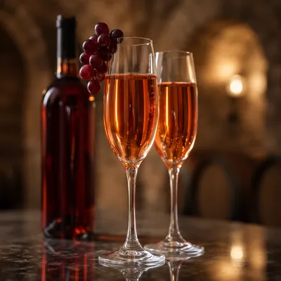 Amber Rosé Glasses in Cellar Tasting Room