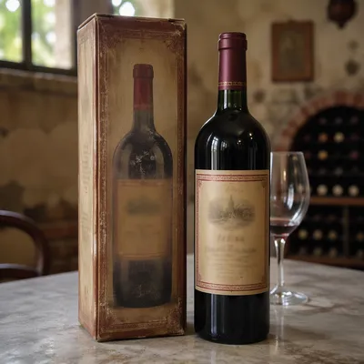 Red Wine Bottle in Quiet Cellar