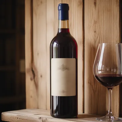 Ruby Red Wine Bottle in Rustic Cellar