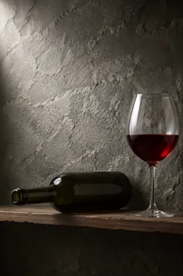 Red Wine Glass in Quiet Cellar