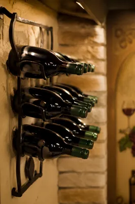 Rustic Wine Bottles in Cozy Cellar Rack