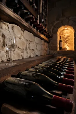 Rustic Wine Cellar With Glass