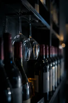 Moody Wine Cellar Glasses and Bottles