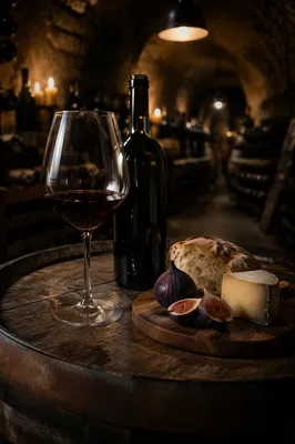 Rustic Red Wine Cellar Tasting Scene