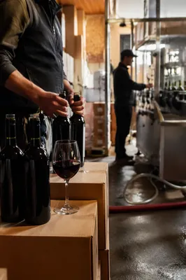 Ruby Wine Glass in Winery Cellar