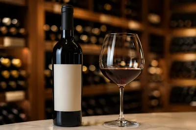 Elegant Red Wine Bottle in Cellar