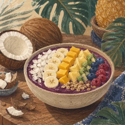 Tropical Acai Bowl with Coconut Fruit