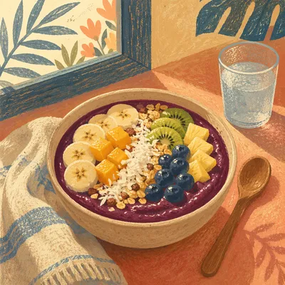 Tropical Acai Bowl with Coconut Toppings