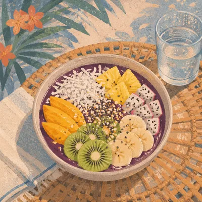 Tropical Acai Bowl with Coconut Toppings