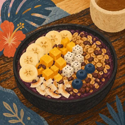 Tropical Acai Bowl with Coconut Topping