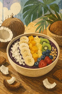 Tropical Acai Bowl with Coconut Fruit