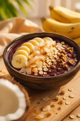 Rustic Acai Bowl with Tropical Toppings