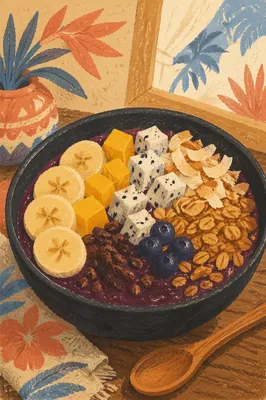 Tropical Acai Bowl with Coconut Toppings