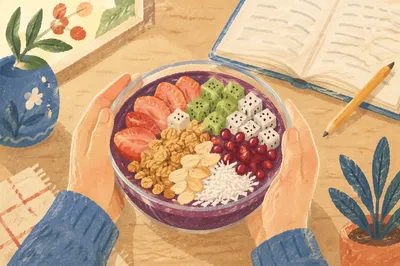 Tropical Acai Bowl with Coconut Toppings