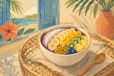 Tropical Acai Bowl with Coconut Toppings