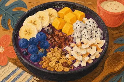 Tropical Acai Bowl with Coconut Toppings