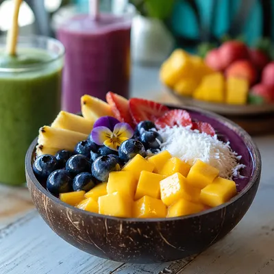 Tropical Acai Bowl with Coconut Toppings