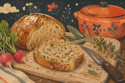 Rustic Artisan Bread with Herbs and Radishes