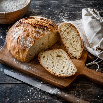 Rustic Artisan Bread on Wooden Board